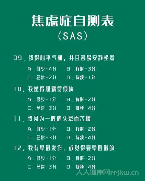 焦慮癥自測表(SAS)測測你是否有焦慮癥